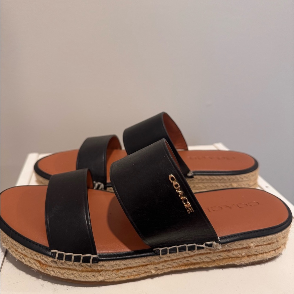 Coach Black Espadrille Slides